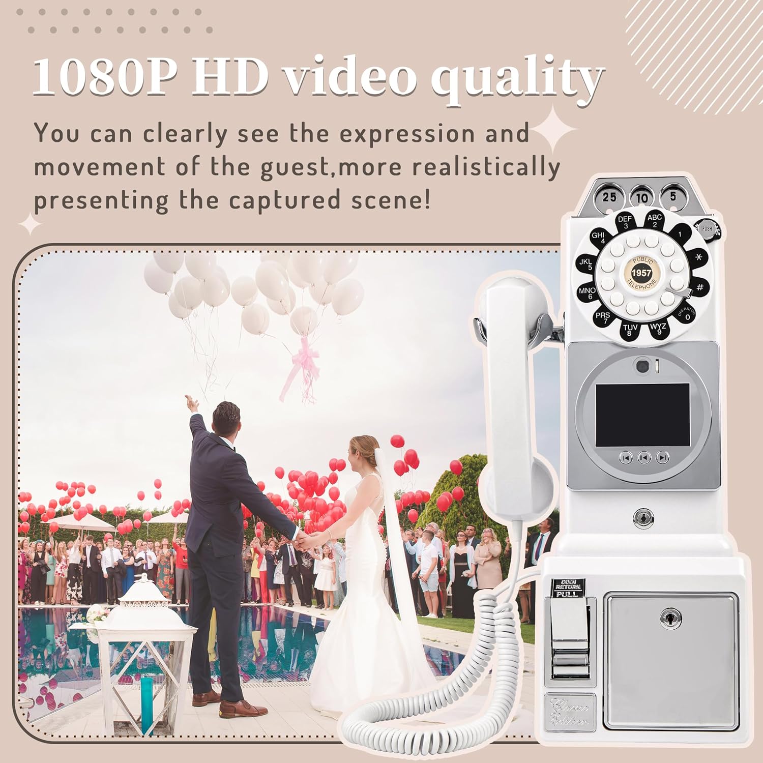 1080P Video Audio Guest Book Wedding Phone Customized Video Messages Ideal for a Variety of Memorable Party Occasions