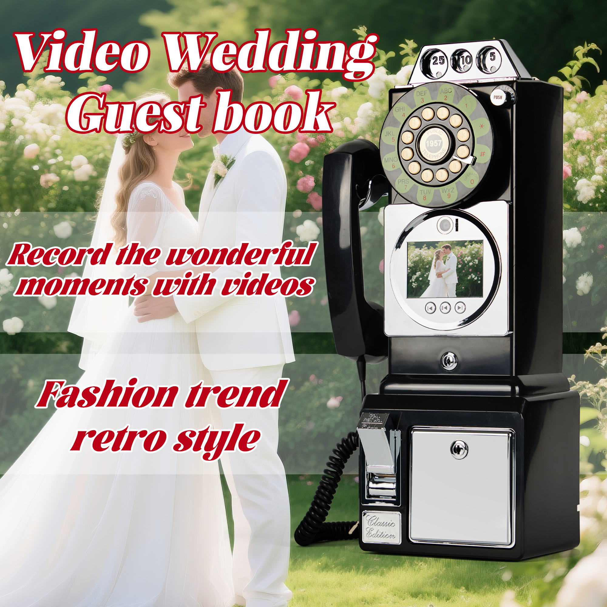 Video GuestBook Wedding Phone 1080P HD Video telephone for Guest Message Book