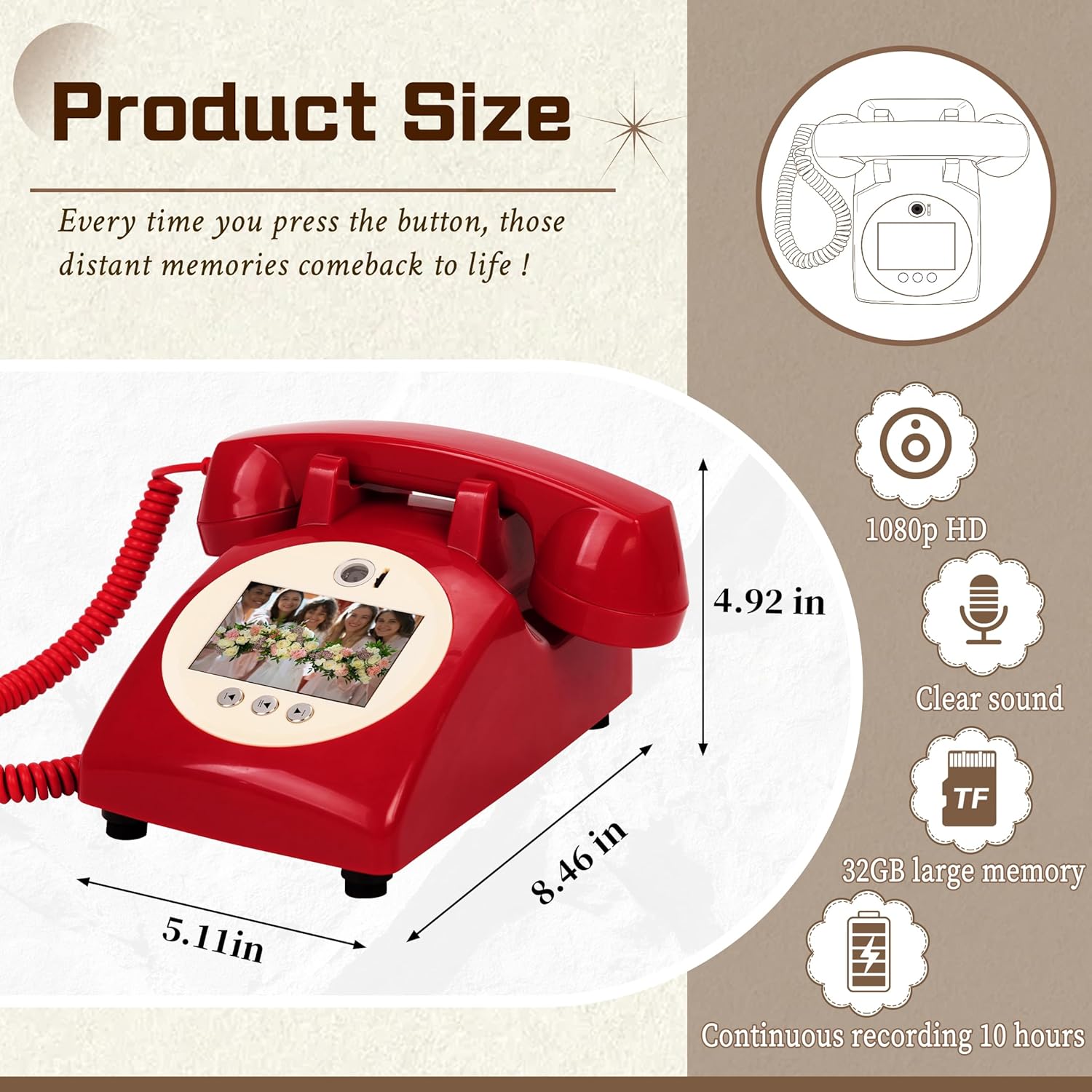 Video Recorder Antique Guest Message Wedding Reservation Phone Classic Wedding Phone Recording Message
