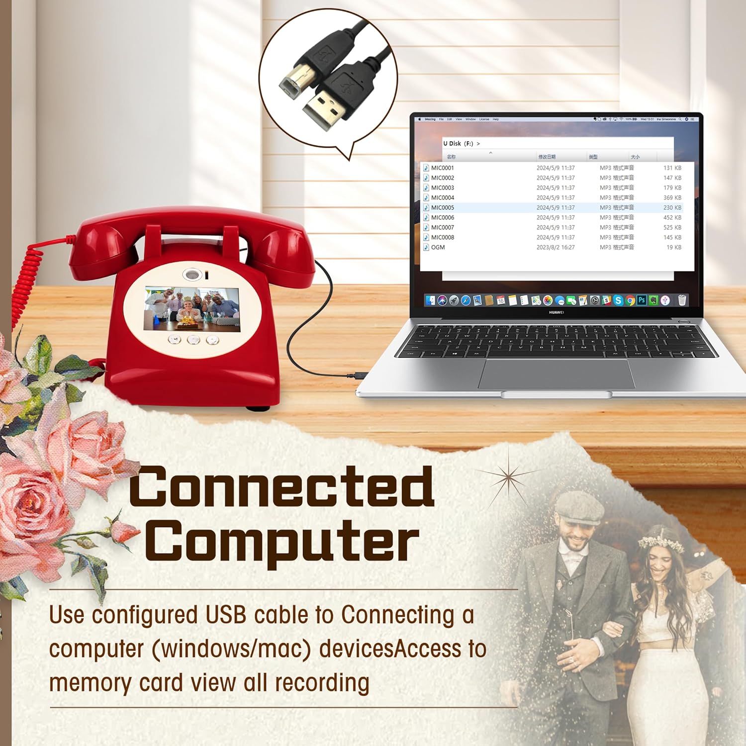 Video Recorder Antique Guest Message Wedding Reservation Phone Classic Wedding Phone Recording Message