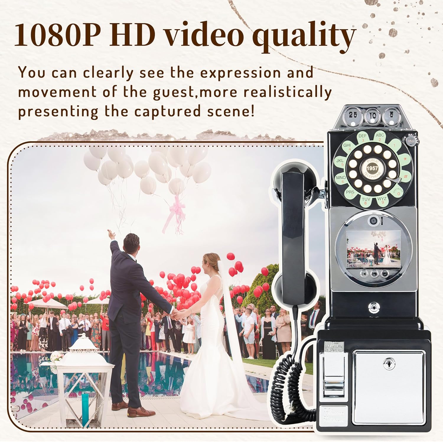 Video GuestBook Wedding Phone 1080P HD Video telephone for Guest Message Book