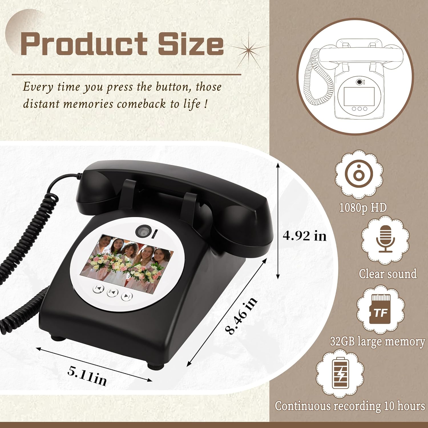 Retro Style Wedding Party Video Guestbook Phone Retro Phone Message Recording