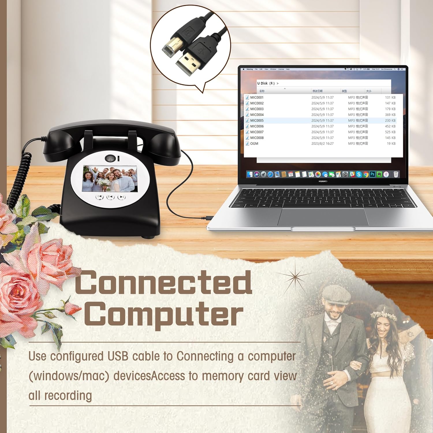 Retro Style Wedding Party Video Guestbook Phone Retro Phone Message Recording