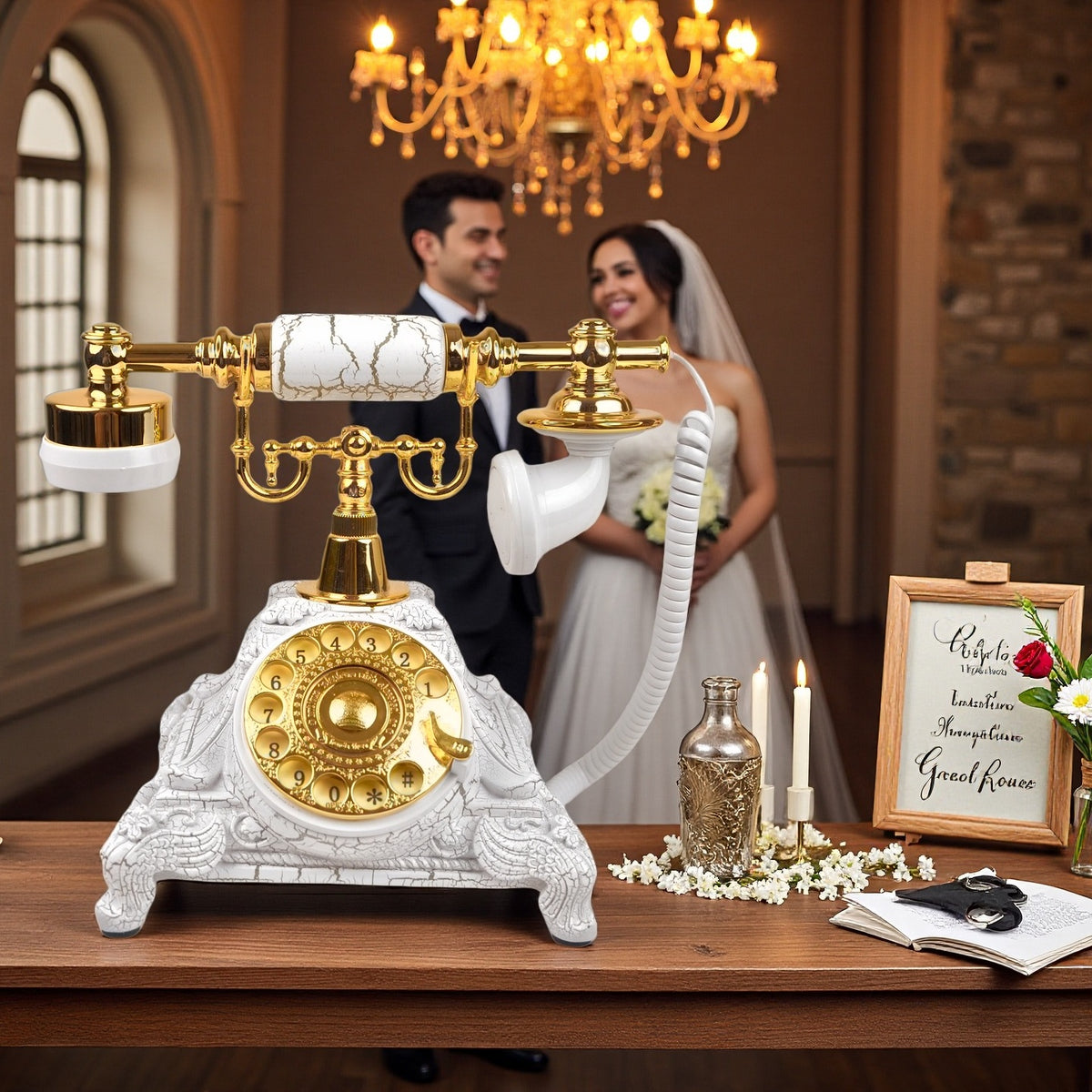 Antique European Telephone Wedding Party Information Recording Vintage Message Book Birthday Party Unique Voice Blessings