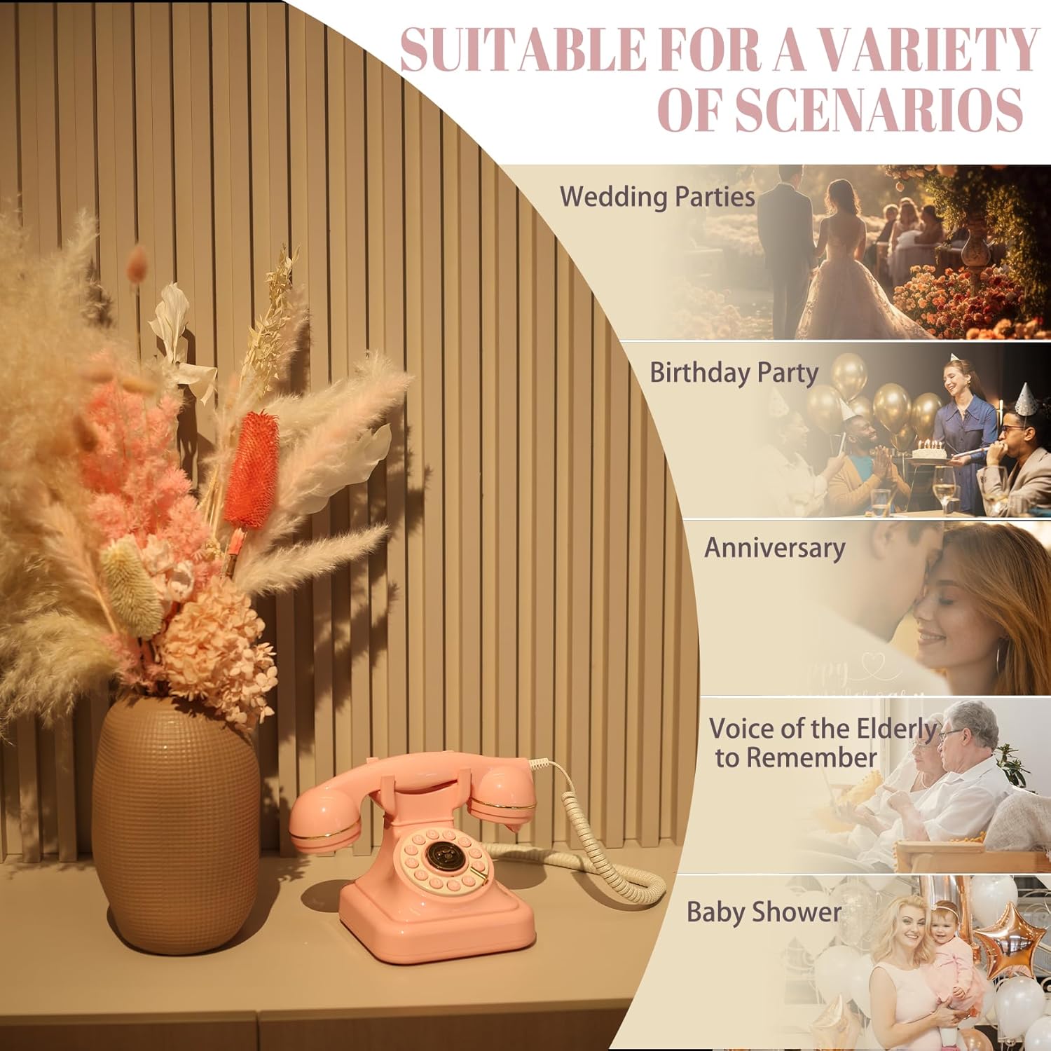 Audio Guestbook Phone For Wedding Decoration Telephone Birthday Party Collect Blessings Antique Guestbook
