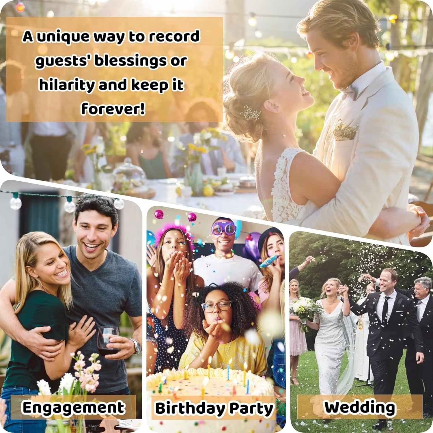 Retro HD 1080P Video Guestbook Phone Guest Video Blessing Telephone for Wedding and Party