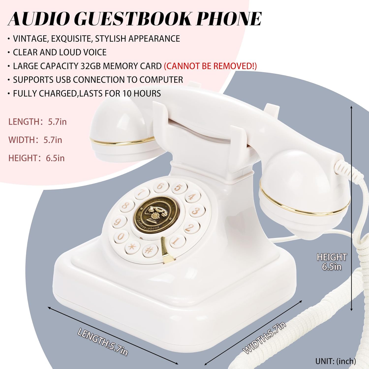 Audio Guest Message Book Phone Telephone Vintage Antique Wedding Stand Corded Board