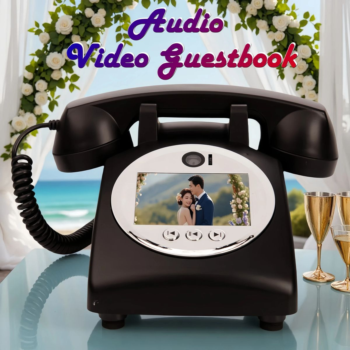 Retro Style Wedding Party Video Guestbook Phone Retro Phone Message Recording