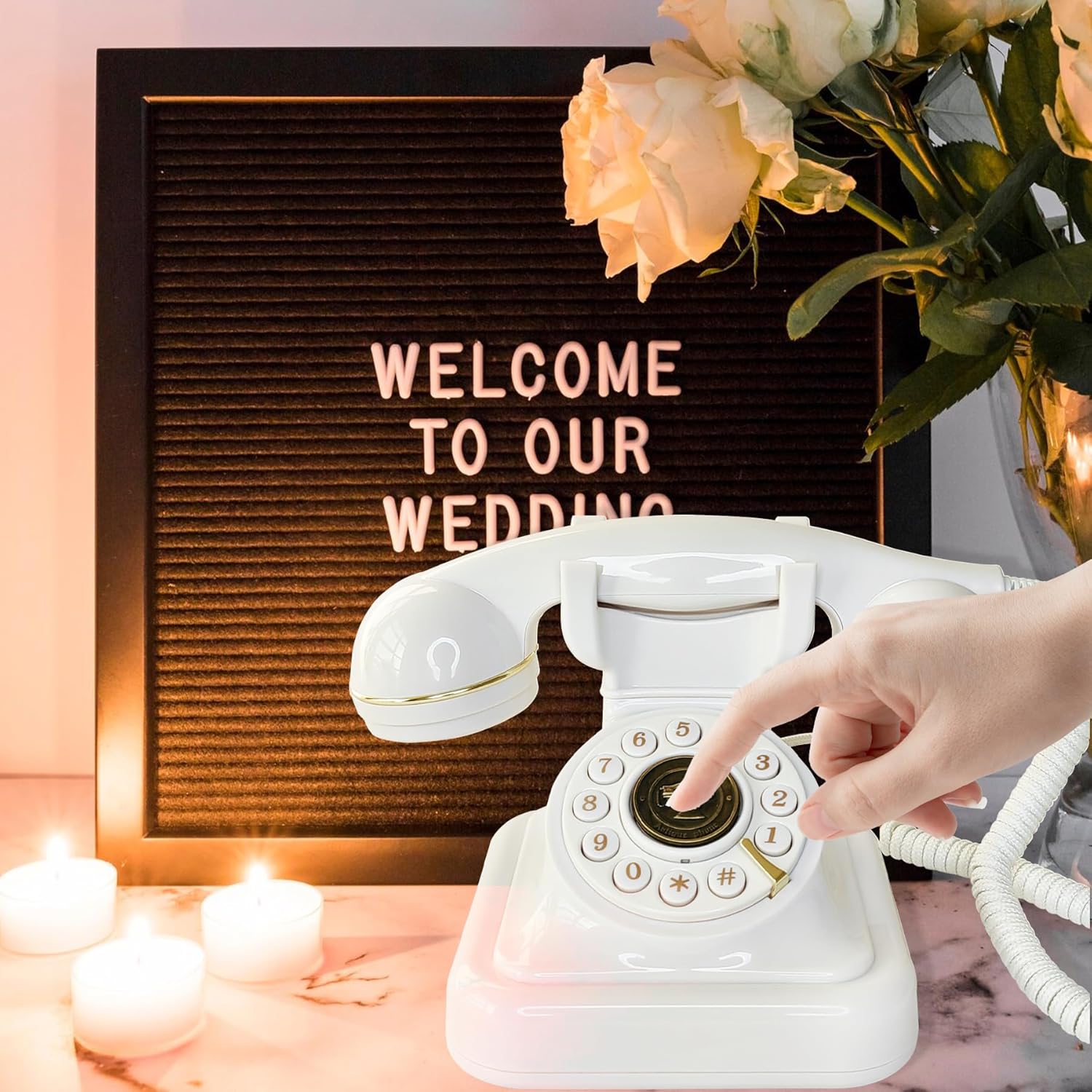 Audio Guest Message Book Phone Telephone Vintage Antique Wedding Stand Corded Board