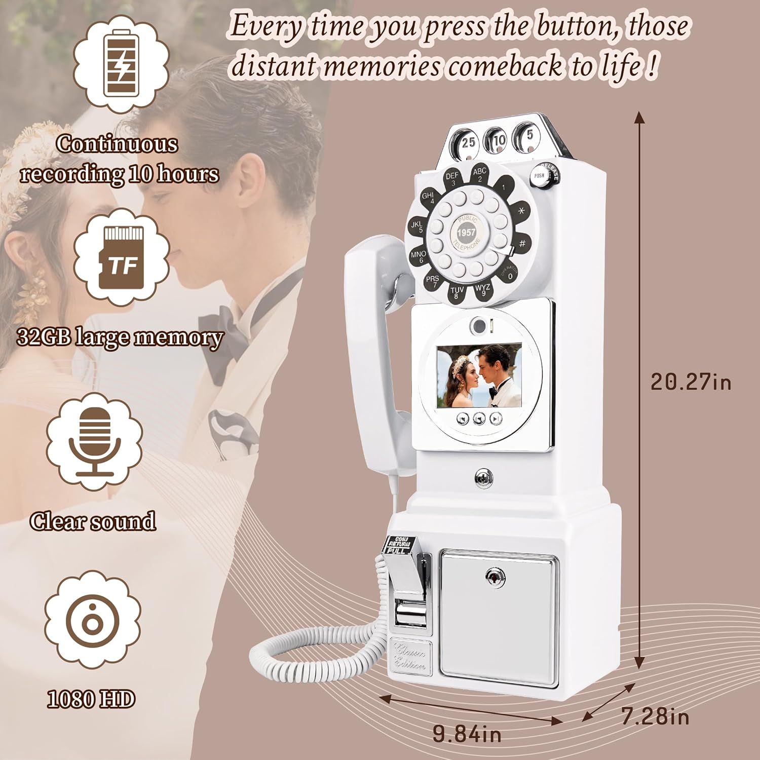 1080P Video Audio Guest Book Wedding Phone Customized Video Messages Ideal for a Variety of Memorable Party Occasions
