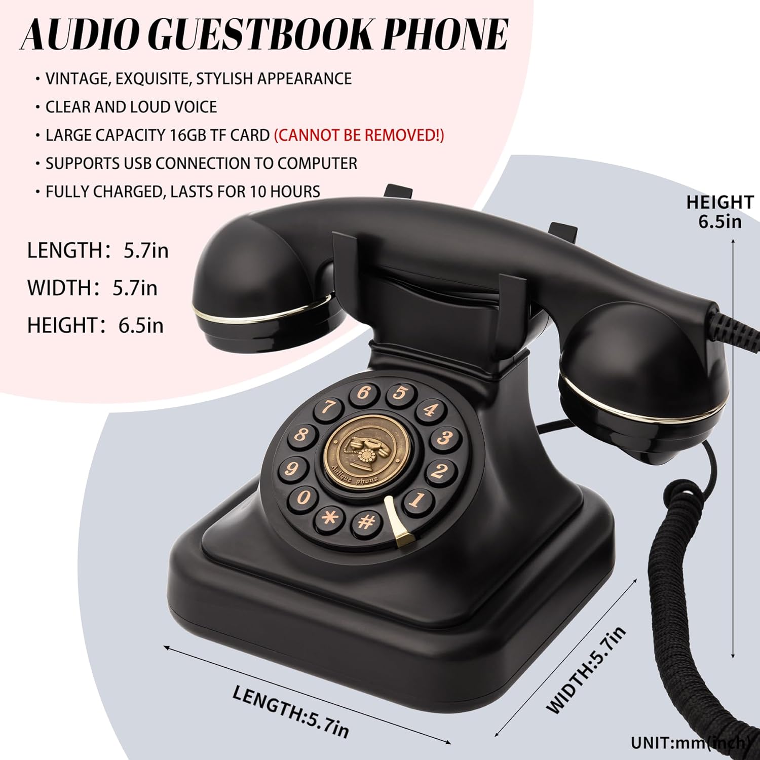 Antique Telephone Wedding Telephone Message Recording Vintage Audio Message Book Phone